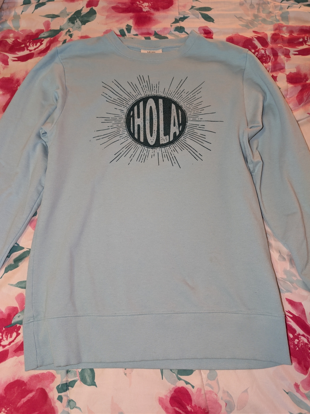 Unisex Light Green Graphic "HOLA" Crewneck Sweatshirt